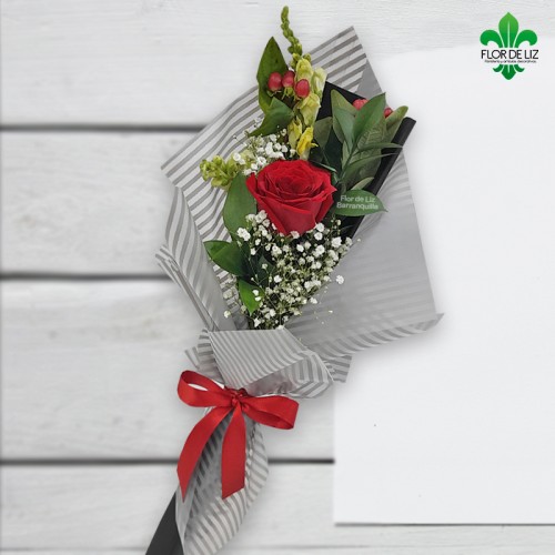 RAMILLETE ROSA DECORADA